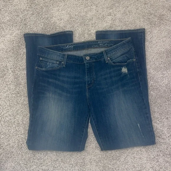 Levi's Demi Curve Bootcut Jeans Dark Wash Distressed - Picture 3 of 8